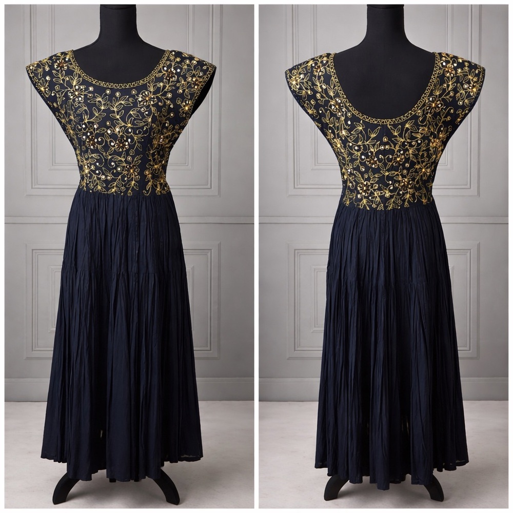 Vintage black gold dress